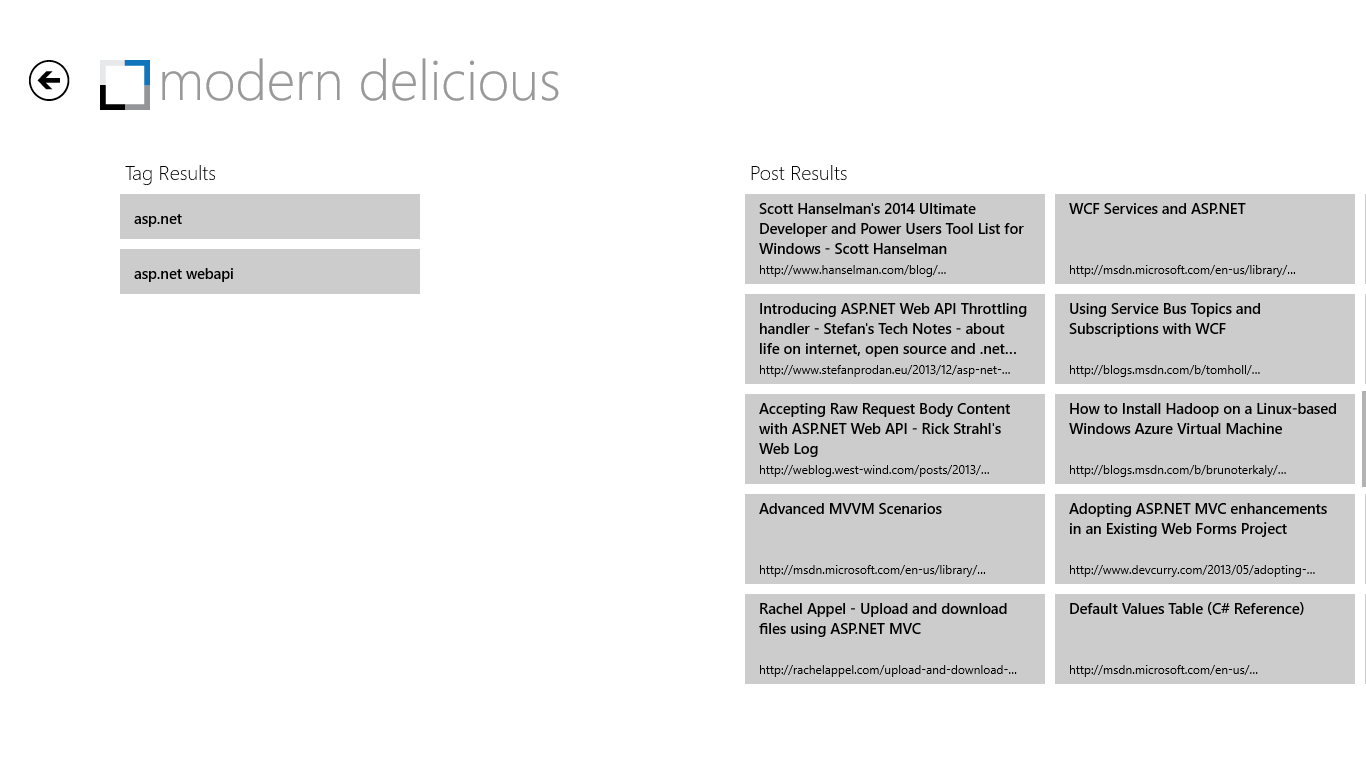 Modern Delicious Search Results